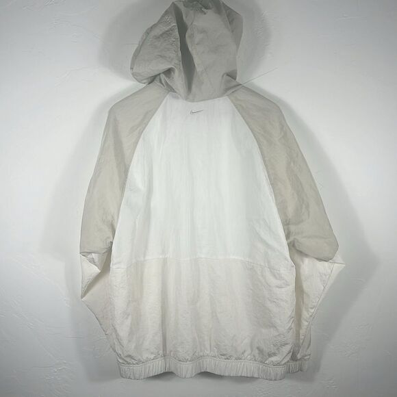 🔥 Men's NIKE ANORAK Double SWOOSH Nylon Mesh Lined Pullover Jacket Autumn White - Picture 9 of 14